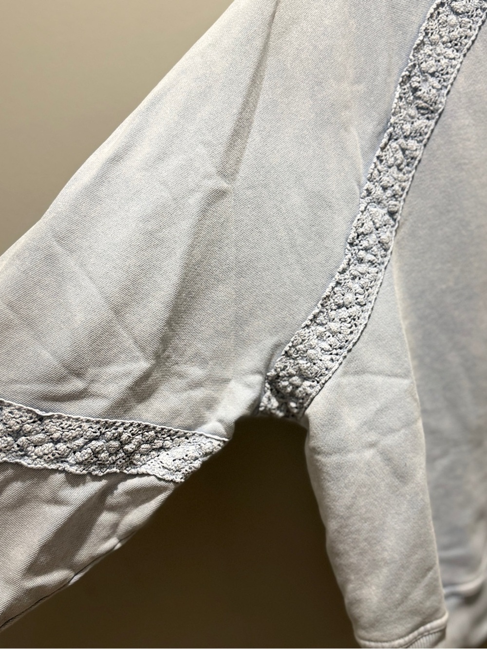 Aerie Hey Crochet Sweatshirt - Light Blue with Lace - Picture 5 of 5